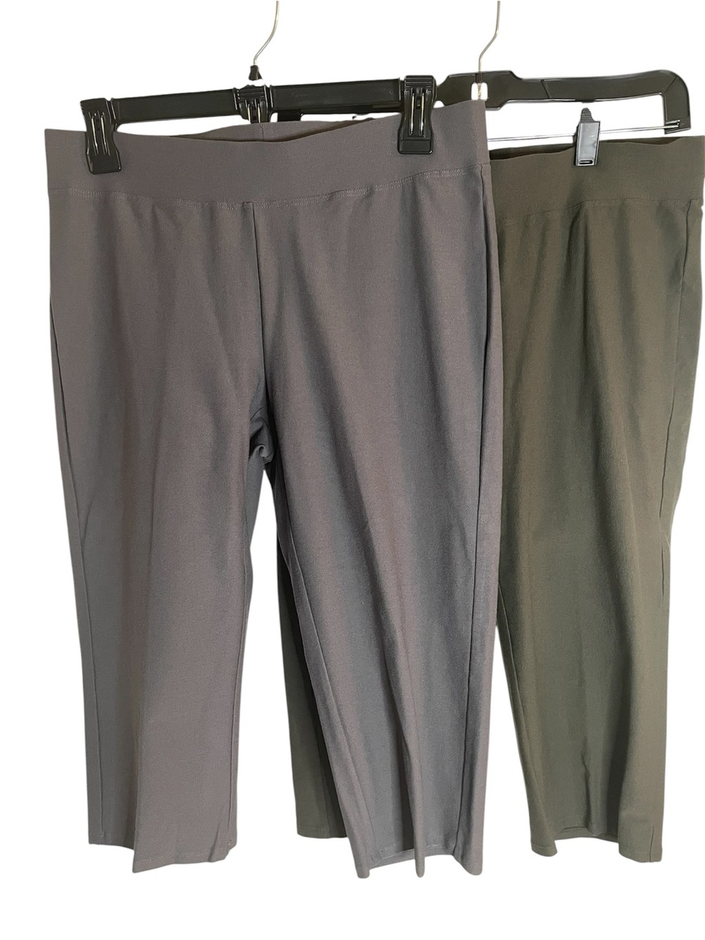 Eileen Fisher 2 pair Grey and Olive Pull-On Capris Petite Small trad wife set